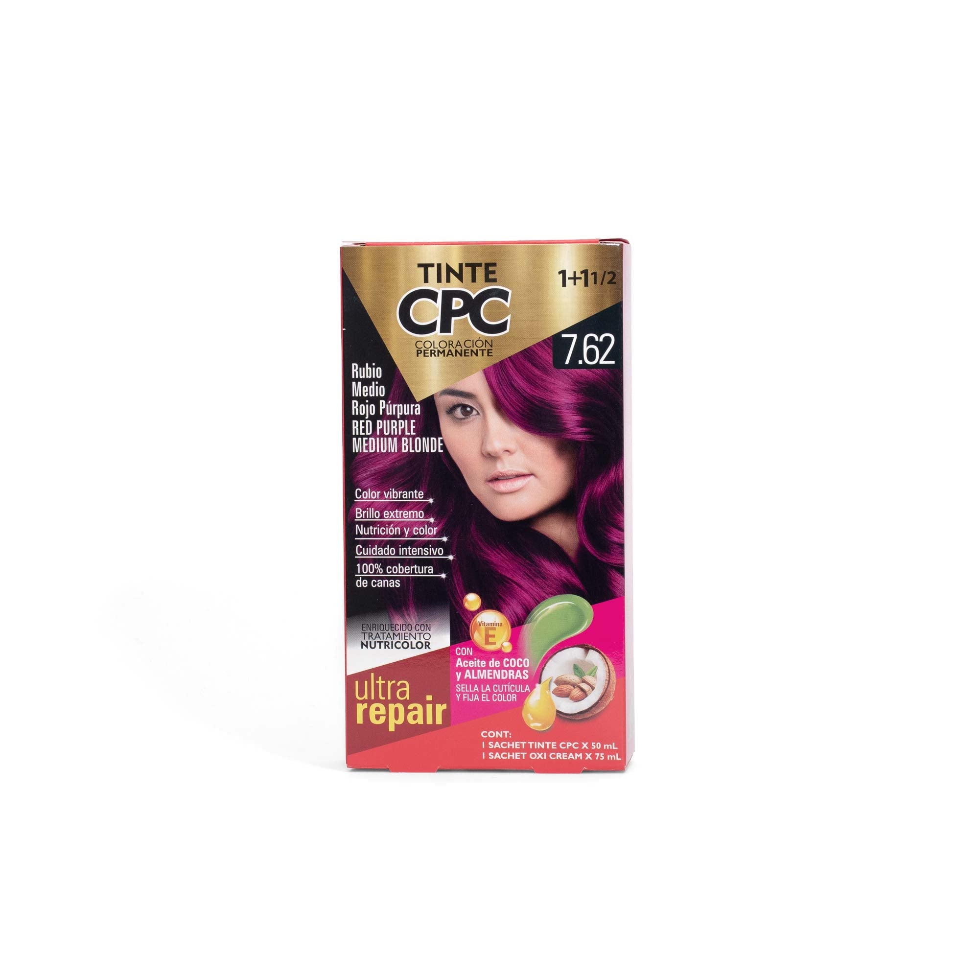Tinte CPC 7.62 Rubio Medio Rojo Púrpura x50ml